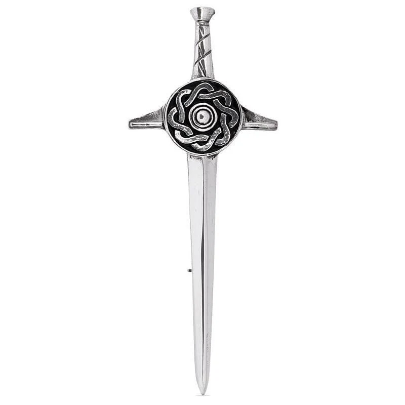 Celtic Swirl Pewter Kilt Pin - Polished