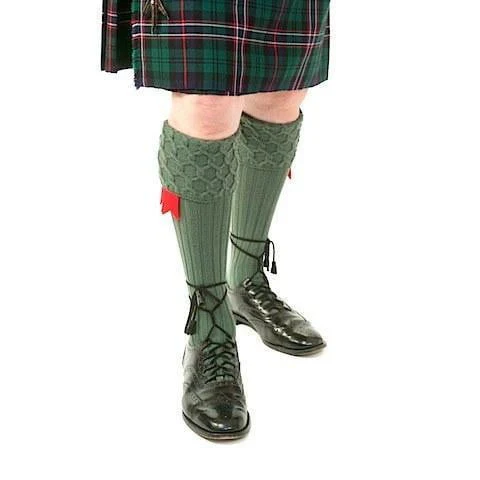 Merino Wool Lewis Celtic Cable Kilt Hose - Black - Image 2