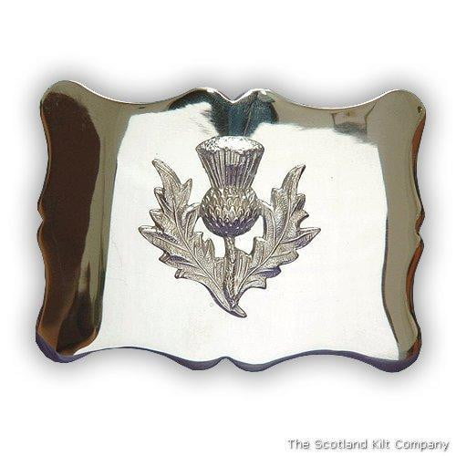 Thistle Scalloped Belt Buckle - Chrome Finish - Image 2