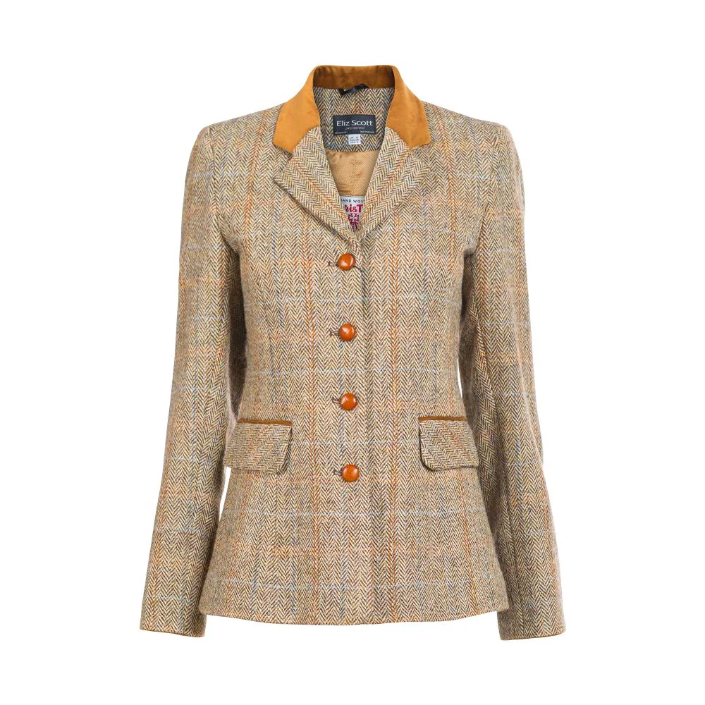 Women's Harris Tweed Jacket - Maggie - Light Brown Herringbone (Size 18 remaining)